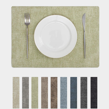 Chrysameld Vinyl Placemats Set of 6 - Faux Leather 100% Waterproof Oil-Proof Wipeable PU Place Mats, Heat Resistant Anti Slip Reversible Table Mats for Indoor & Outdoor Use,(17×12Inch, Sage Green)