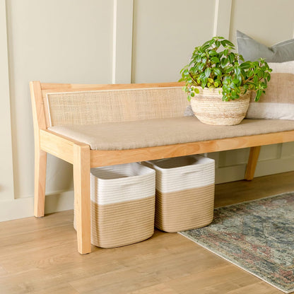 NaturalCozy Storage Cubes 11 Inch Cotton Rope Woven Baskets for Organizing, 3-Pack | Cube Storage Bin | Square Storage Baskets for Shelves Organizer, Classroom, Kids Toy Bins, Closet, Baby Nursery