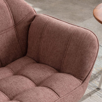 48" Small Loveseat Sofa, Modern Linen Fabric Mini Sofa Couch 2-Seater Love Seat with Quilting Backs and Wood Legs for Living Room, Bedroom and Small Space, Pink