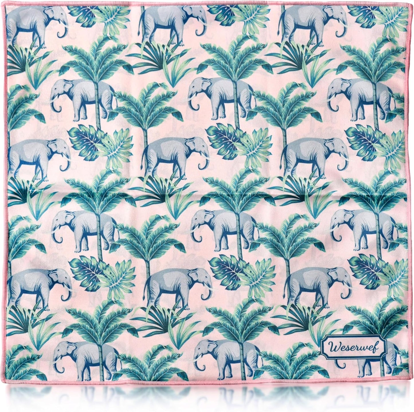 WESERWEF Design Microfiber Glasses Cleaning Cloth – Premium Cleaning Cloth for Eyeglasses, Screens, Tablets, Cameras & Lenses, 12" x 12", Ultra-Soft & Scratch-Free (Elephant)