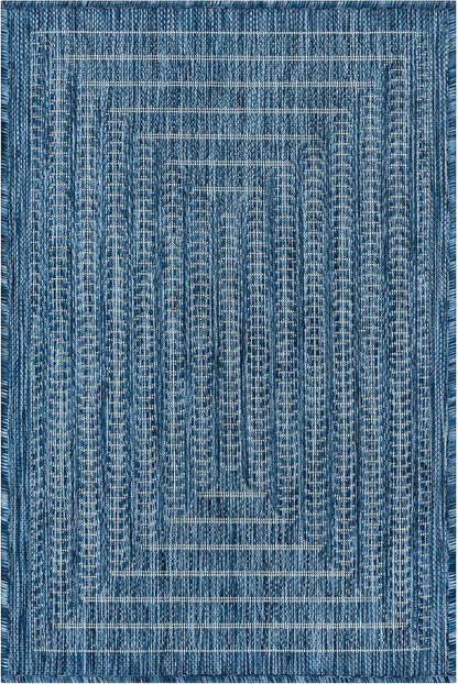 Adiva Rugs Outdoor Indoor Area Rug, Weather Resistant, Easy to Clean, Stain Resistant Floor Mat for Dining Room, Backyard, Deck, Patio (Azure Denim Blue, 6' X 9')