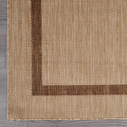 Bordered Outdoor Rug 9x12 Washable Outside Carpet for Indoor Patio Porch Waterproof Easy Cleaning Non Shedding Area Rugs Jute Beige - Nut Brown 9 x 12