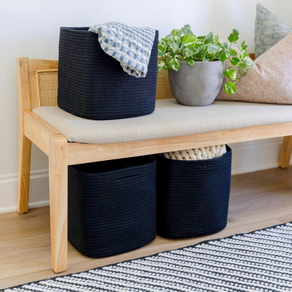 NaturalCozy Storage Cubes 11 Inch Cotton Rope Woven Baskets for Organizing, 3-Pack | Cube Storage Bin | Square Storage Baskets for Shelves Organizer, Classroom, Kids Toy Bins, Closet, Baby Nursery