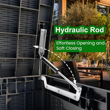 100 Gallon Outdoor Storage Box,Waterproof Lockable Resin Deck Box,Storage Container with Reinforced Support for Patio Cushions, Furniture Supplies, Garden Tools, UV-Resistant Outdoor Chest (Black)