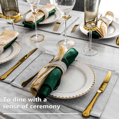 Home Brilliant Cloth Placemats Set of 6 Table Place Mats Light Grey Placemat Easy to Clean Heat Resistant Machine Washable Fabirc Placemats Coffee Table Mats for Dining Kitchen Table, Gray