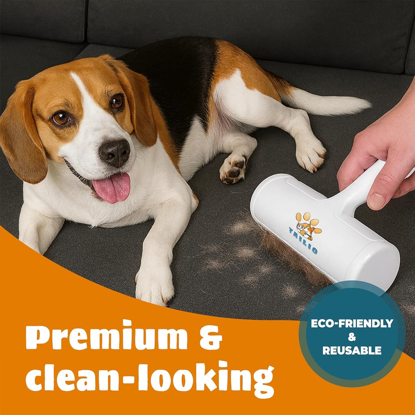 Pet Hair Remover and Reusable Lint Roller – Durable Cat and Dog Hair Remover for Furniture, Couch, Carpet, Clothing, Car Seat & Bedding – Portable Multi-Surface Fur Removal Tool(White)