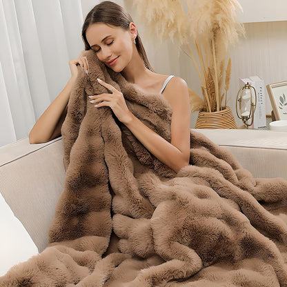 UKELER Large Fluffy Fleece Blankets Throws for Bed Cozy Shaggy Faux Fur Blanket Soft Plush Thick Velvet Blanket for Bedroom, Living Room, Office, Camping 60''x80'' Brown