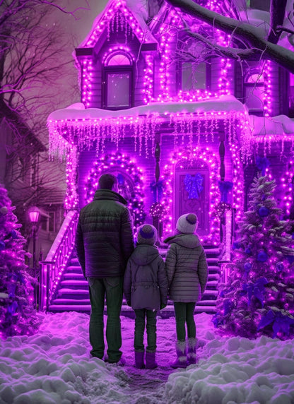 Brightown 2-Pack 400LED 170FT Total Halloween Solar Outdoor Lights IP65 Waterproof Solar Powered Lights with 8 Lighting Modes for Party Garden Yard Home Holiday Tree Decoration Lighting,Purple