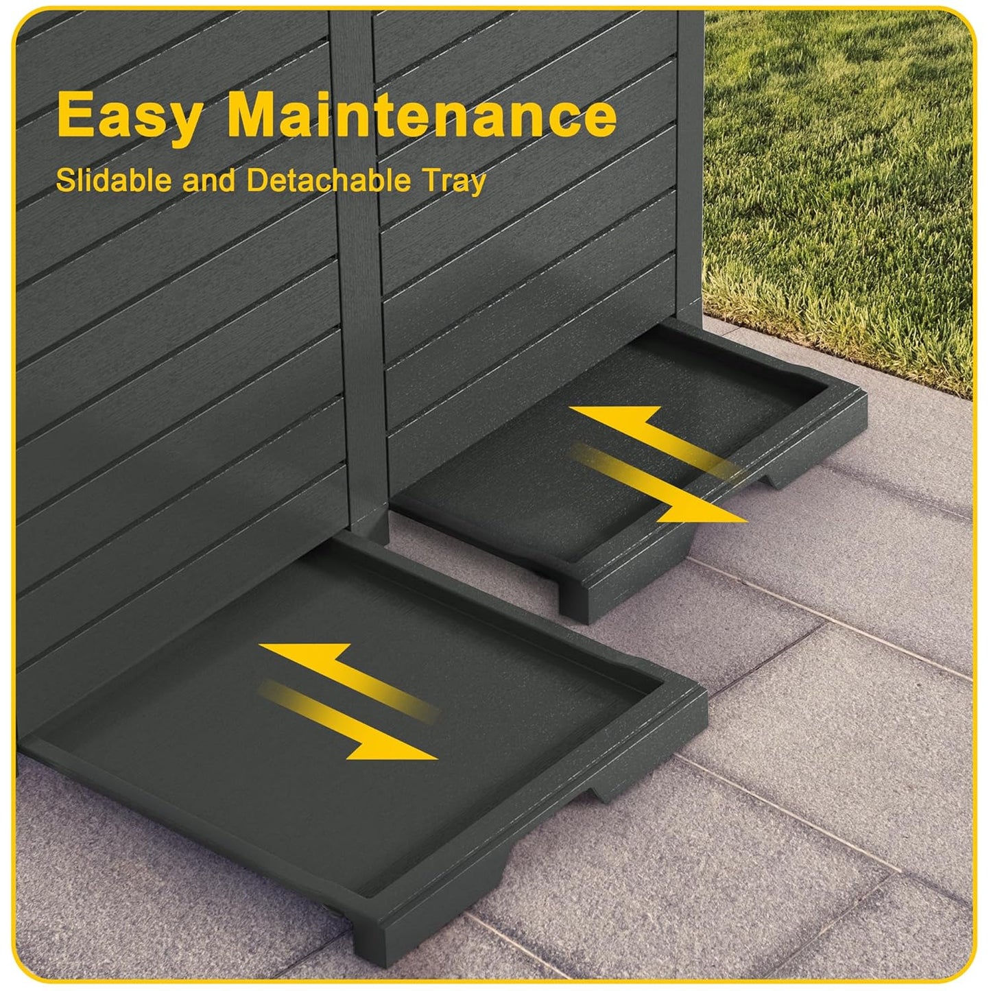 62 Gallon Outdoor Trash Can with Tiered Lid and Drip Tray,Waterproof Resin Waste Bin Indoor,Durable,Stylish,Lightweight Garbage Bin for Patio,Kitchen,Backyard and Office(Black)