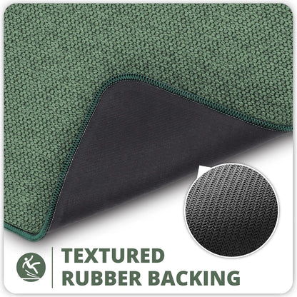 Bathroom Rugs Set 2 Pieces,Thin Bathroom Mats,Toilet Rugs,Quick Dry,Non-Slip,Machine Washable,Low Pile,Absorbent Bath Mats,Shower,Sink,Home Decor Accessories.Green,1'5"x2'3"+1'8"x2" U Shape