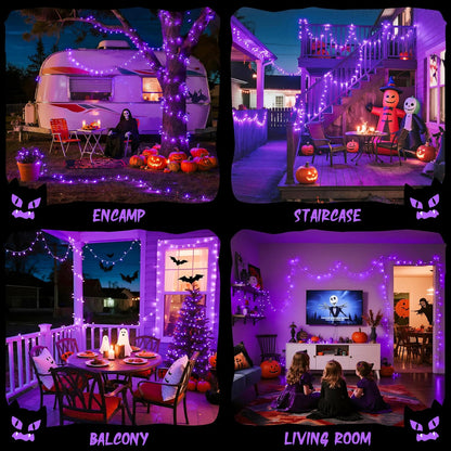 JMEXSUSS Purple Lights for Halloween Decorations, Purple Battery Operated Lights with Remote Indoor Outdoor, String Lights for Halloween Christmas Decor