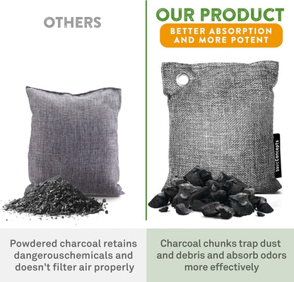 Charcoal Odor Absorber for Strong Odor (Large, 12 Pack, 100g each), Perfect for Smelly Shoes, Bamboo Charcoal Air Purifying Bag, Activated Charcoal Odor Absorber for Closet, Shoe, Car, Odor Deodorizer