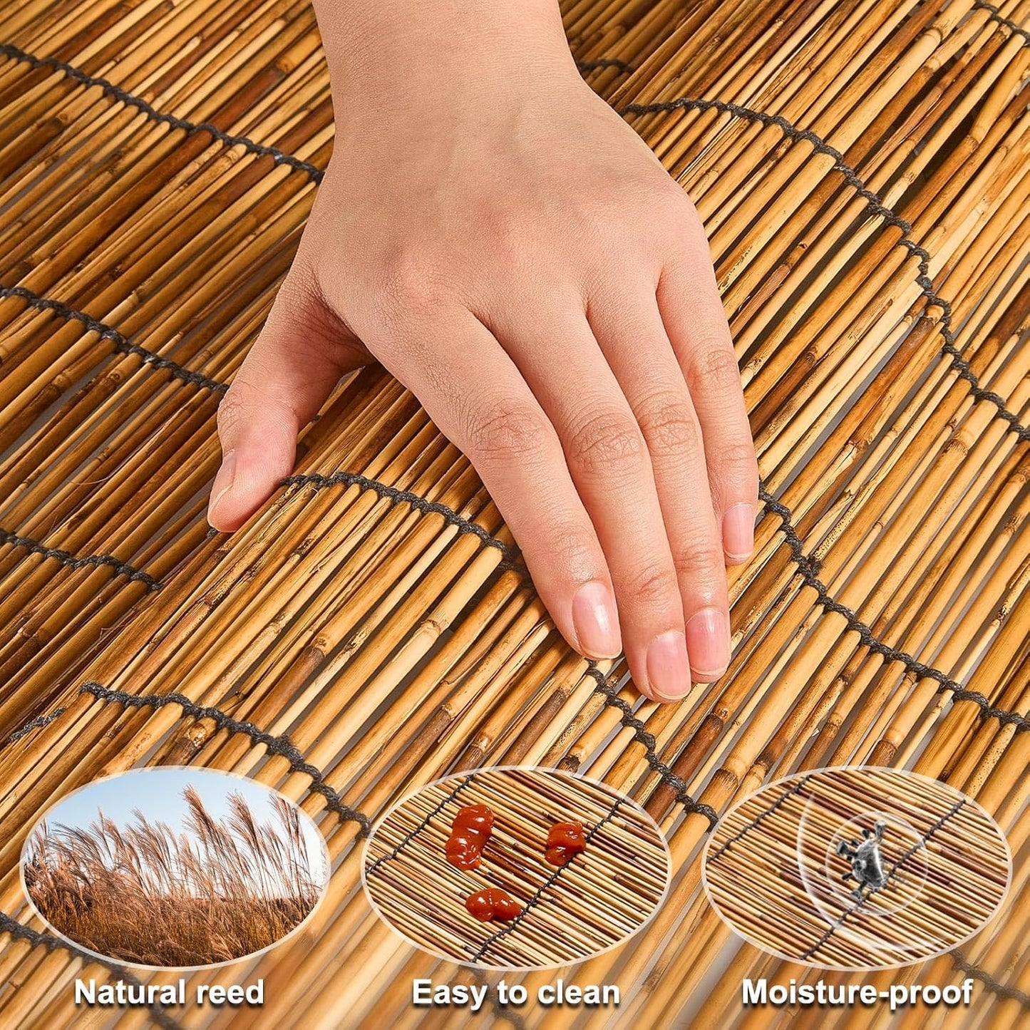 Reed Fencing Rolls,Patio Privacy Screen 5 Feet High,Decorative Bamboo Fence Rolls for Patio Balcony Garden Backyard Outdoor,5x16FT