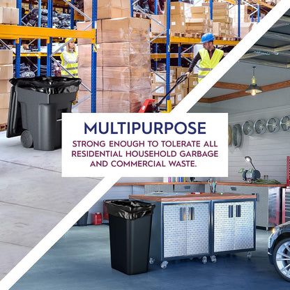 OX Plastics Black Trash Bags - Heavy Duty Garbage Bags, Extra Thick Unscented Large Trash Can Liners for Home, Outdoor, and Commercial Use - 39 Gallon, 100 Count