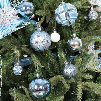 87ct Christmas Ball Ornaments Set Shatterproof Seasonal Hanging Decorations with Reusable Hand-held Gift Package for Xmas Tree Holiday Party and Home Decor, Airy Blue
