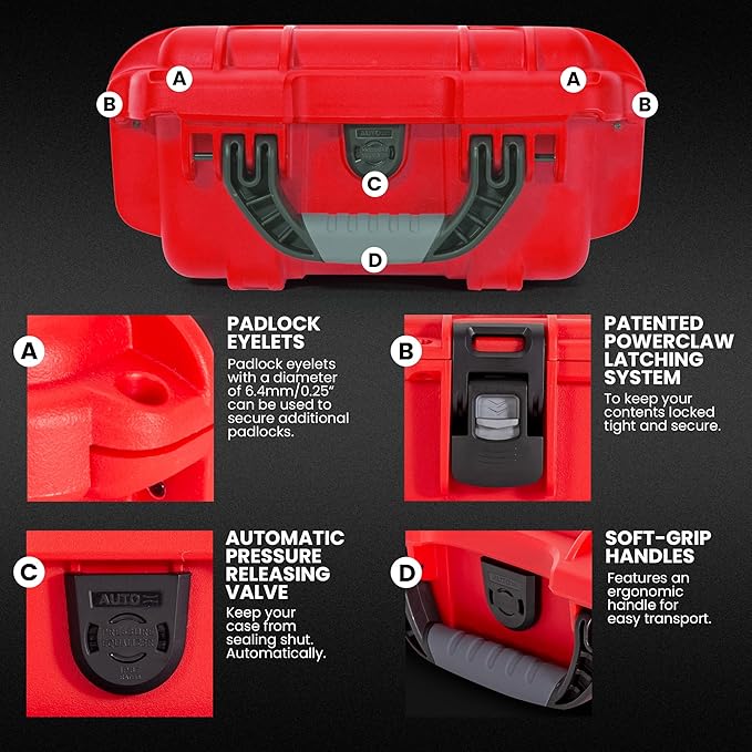 NANUK 905 Waterproof First Aid Case Empty – Durable, Medical First Aid Organizer Case, IP67-Rated, Dustproof, Impact-Resistant, and Floats (9.4" x 7.4" x 5.5") – Red