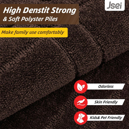 JSEI Entryway Rugs Doormat 24"x36", Non-Slip Dirt Trapper Door Mats Indoor, Washable Absorbent and Stain Resist Welcome Floor Mat for Front Door, Dog Door Mat, Muddy Wet Shoes & Paws, Brown