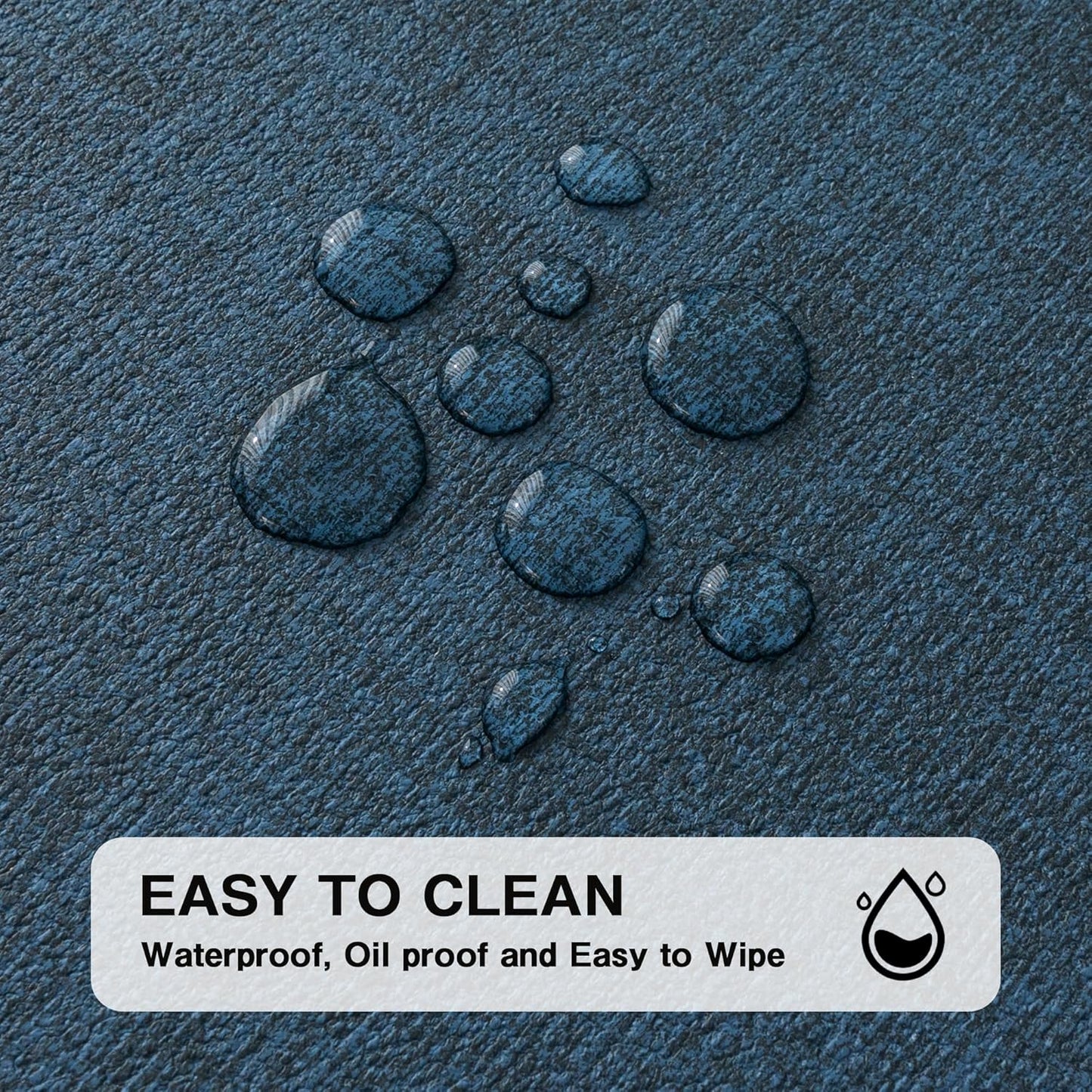 Chrysameld Vinyl Placemats Set of 6 - Faux Leather 100% Waterproof Oil-Proof Wipeable PU Place Mats, Heat Resistant Anti Slip Reversible Table Mats for Indoor & Outdoor Use,(17×12Inch, Navy Blue)