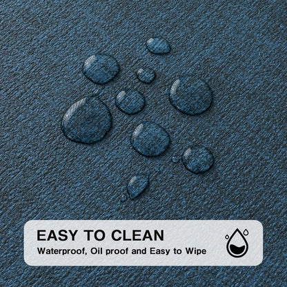 Chrysameld Vinyl Placemats Set of 6 - Faux Leather 100% Waterproof Oil-Proof Wipeable PU Place Mats, Heat Resistant Anti Slip Reversible Table Mats for Indoor & Outdoor Use,(17×12Inch, Navy Blue)