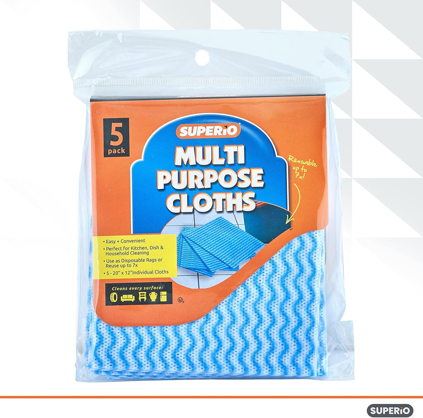 Superio Handy Wipes for Kitchen - Blue Reusable Multi-Purpose Heavy-Duty Cleaning Cloth for House, Bathroom, and Office. Disposable Dish Towel (25)