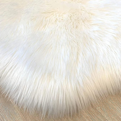 LAMBZY Faux Sheepskin Hypoallergenic Free Shape Silky Shag Rug, Luxury Shaggy Silky Plush Carpet for Bedrooms Rugs Living, Kids Rooms Sofa Floor Rugs (Single and a Half 2'x4', 60x120cm White)