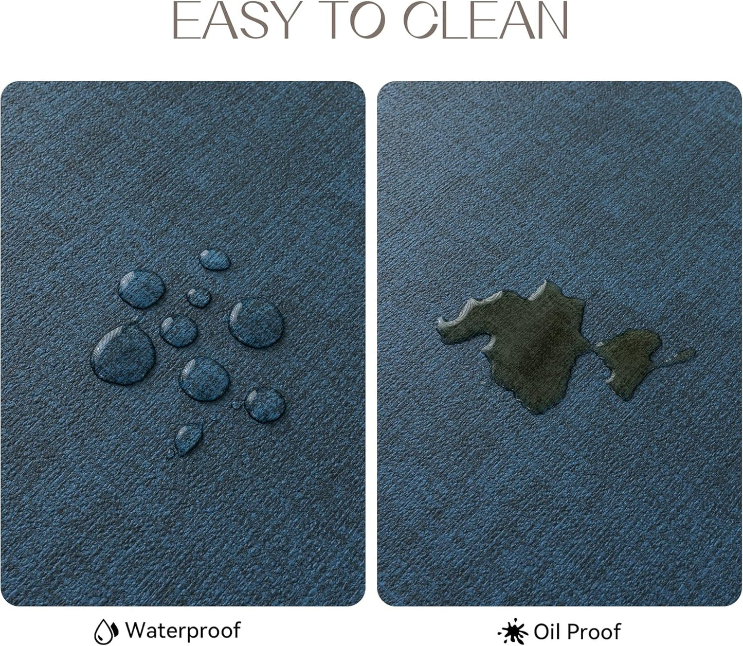 Romanstile Vinyl Placemats Set of 4-12 X 18 Inch - Heat Resistant Place Mats 100% Waterproof Oilproof Wipeable Reversible Faux Leather Table Mats for Kitchen/Dining/Party/Outdoor, Navy Blue