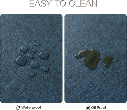 Romanstile Vinyl Placemats Set of 4-12 X 18 Inch - Heat Resistant Place Mats 100% Waterproof Oilproof Wipeable Reversible Faux Leather Table Mats for Kitchen/Dining/Party/Outdoor, Navy Blue