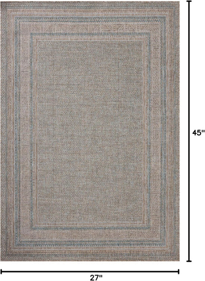 Loloi Amber Lewis Topanga Collection TOP-05 Natural/Teal 2'-3" x 3'-9" Indoor/Outdoor Area Rug