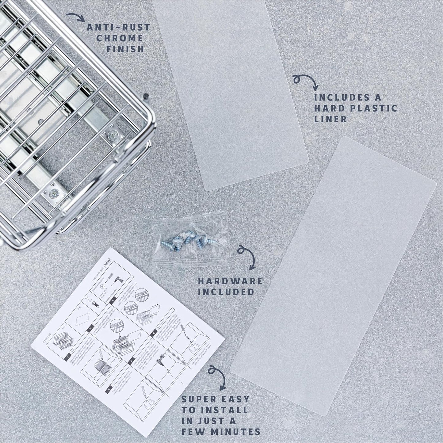 Pull Out Cabinet Organizer for Spices, Cans - Heavy Duty with Lifetime Limited Warranty- Pull Out Spice Rack- Cabinet Pull Out Shelf for Cans,Dishes, Etc, 4-1/2"W x 10-3/8"D x 8-7/8H, Chrome