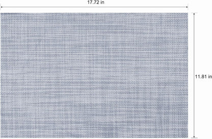 CADONO Placemats Set of 4 Washable Indoor/Outdoor Vinyl Place Mats for Dining Table Durable Non-Slip Heat Resistant PVC Weave Table Mats（Gray）