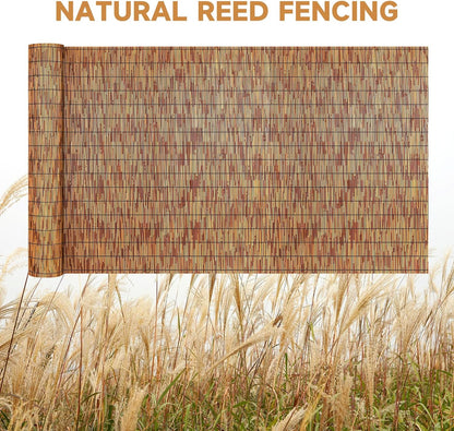 ZNCMRR Natural Reed Fencing Rolls,4FT X 16.4FT Reed Screen Curtain Balcony Reed Fence for Outdoor Backyard Patio（Brown）
