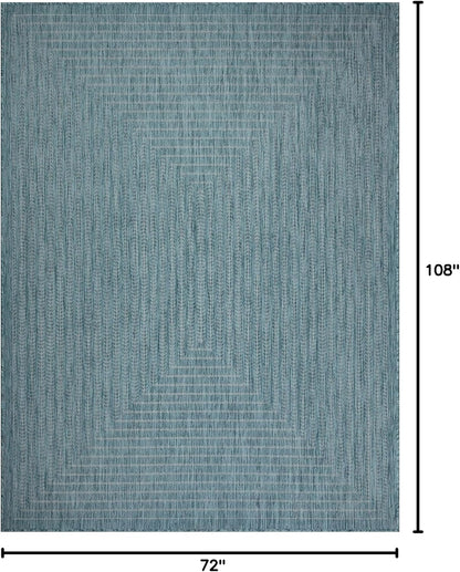 Adiva Rugs Outdoor Indoor Area Rug, Weather Resistant, Easy to Clean, Stain Resistant Floor Mat for Dining Room, Backyard, Deck, Patio (Aqua Weiss, 6' x 9')