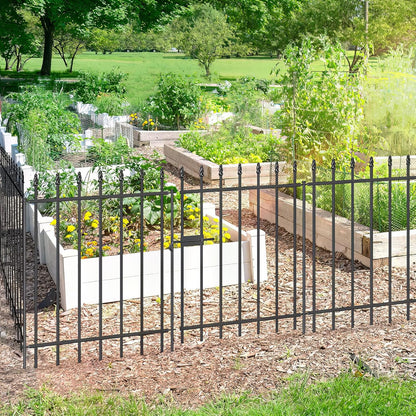 Metal Garden Fence with Gate 30 in H x 10 ft L, 1 Gate + 4 Panels Border Fence Panels Animal Barrier for Dogs, No Dig Garden Fencing for Yard Patio Flower Bed Lawn Outdoor, Black