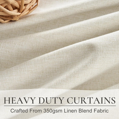 Cream Pinch Pleated Blackout Summer Curtains 86 Inch Length 2 Panels Set for Living Room,Farmhouse Linen Blend Thermal Burg for 86-88 inch Window Heat Blocking Drapes Room Darkening Light Beige