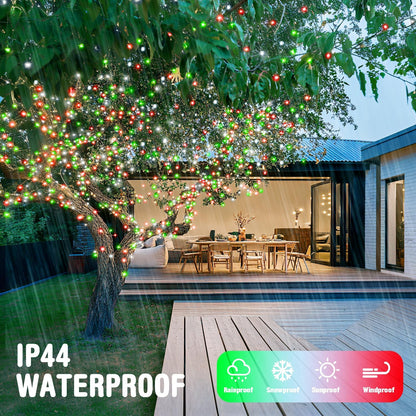 JMEXSUSS Connectable Red White and Green Christmas Lights, 8 Modes 100 LED Twinkle String Lights Indoor, Clear Wire Plug-in String Lights Outdoor Waterproof