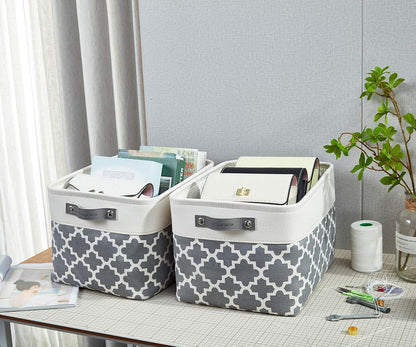 DECOMOMO Grey Storage Bins Fabric Storage Baskets for Shelves, Linen Closet Organization Toys Nursery (Grey Patterns, Large - 3 Pack)