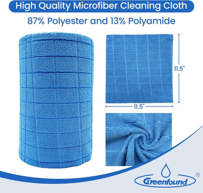 Greenfound Microfiber Cleaning Cloth Roll -80 Pack,Tear Away Towels for Car,Reusable Paper Towels Washable,Super Absorbent,Lint Free Cleaning Rags for House,Kitchen,Window-11.5"×11.5"(Check Blue)