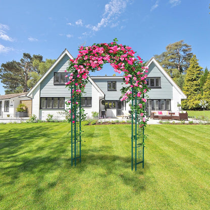 88in Steel Garden Arch Arbor Trellis for Climbing Plants Outdoor,Yard,Wide Sturdy Durable Garden Arch for Lawn,7.3ft Climbing Plants Decorative Wire Lattice,Outdoor Wedding Arch(Green)