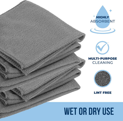 GREEN LIFESTYLE Chamois Cloth, Microfiber Cleaning Cloth 750 Pack, Borderless Towels Cleaning, Car Microfiber Towel, Drying Car Wash Towels (11.5" x 11.5", Grey)