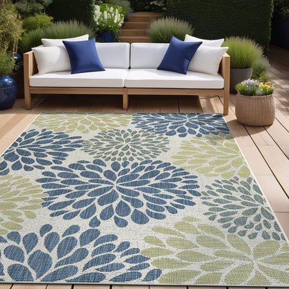 Beverly Rug Outdoor Rug 10x14 Modern Exotic Tropical Leaf Area Rugs for Indoor and Outdoor Patio Deck Porch Garden Water Resistant Washable Outside Carpet (10 x 14 Olive)