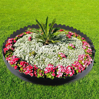 6 Inch Tall 33 ft Length No Dig Landscape Plastic Edging Kit with Hammer Spikes Plastic Garden Flower Bed Edging Landscape Edging Border for Gardens Border Lawn Grass Yard (Black,Wave)