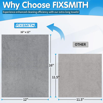 FIXSMITH Grey Microfiber Cleaning Cloth, Pack of 50, 16"X12" Cleaning Rags for Housekeeping and Kitchen, Reusable Shop Towels, Microfiber Towels for Cars, Lint Free, Scratch-Free, Highly Absorbent