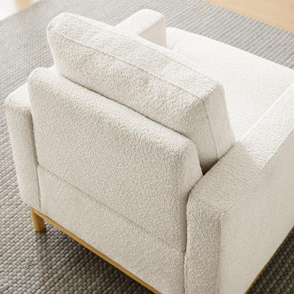 Oversized Accent Chair, Mid Century Modern Upholstered Armchair for Living Room, Comfy Chair for Bedroom Reading Chair, Single Sofa for Small Space with Rubberwood Base