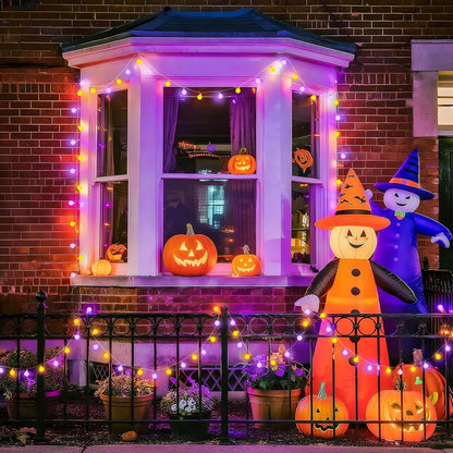 JMEXSUSS 100 LED Orange and Purple Halloween Lights Indoor, Connectable Globe String Lights Plug in with Remote, 33ft 8 Modes Orange and Purple Light Outdoor for Room Party Halloween Decor