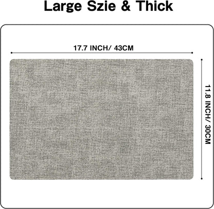 Chrysameld Vinyl Placemats Set of 8 - Faux Leather 100% Waterproof Oil-Proof Wipeable PU Place Mats, Heat Resistant Anti Slip Reversible Table Mats for Indoor & Outdoor Use,(17×12Inch, Light Grey)