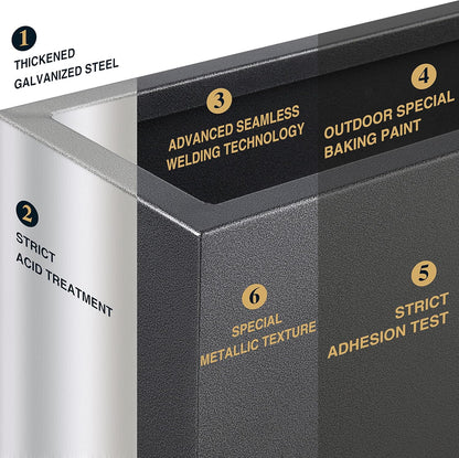 Metallic Heavy Planter for Outdoor Plants, 38Lx10Wx30H Inches Tall and Long Metal Divider Planter Box for Outside & Indoor, No Assembly Required (Gray)