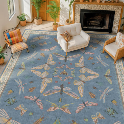 Light Blue Rugs for Dining Room Under Table - 8x10 Washable Area Rugs for Living Room, Bedroom, Kids Room, Playroom, Lage Modern Boho Animal Print Carpet, Ultra Soft Non Slip Stain Resistant