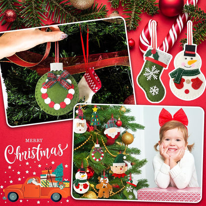 Skylety 8 Pieces 3D Christmas Tree Ornaments Set Felt Santa Snowman Candy Cane Ornament, Stocking, Gnome Decoration(Snowman)