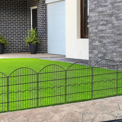 Decorative Garden Fence 6 Panels 12 ft (L)×24in (H) Metal Garden Fences, No Dig Animal Barrier Fencing Rustproof Wire Border Temporary Dog Fence for Patio Outdoor Yard Lawn - Without Door