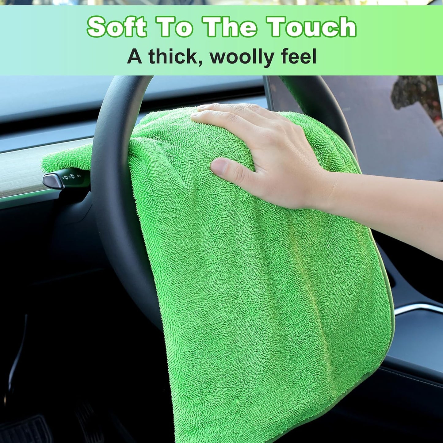 JOYMOOP Microfiber Towels for Cars, 3 Pack 35.4" x 23.6" Car Drying Towel, Green Reusable Car Towel, Quick Drying Car Microfiber Cleaning Cloth for RVs, SUVs, Trucks
